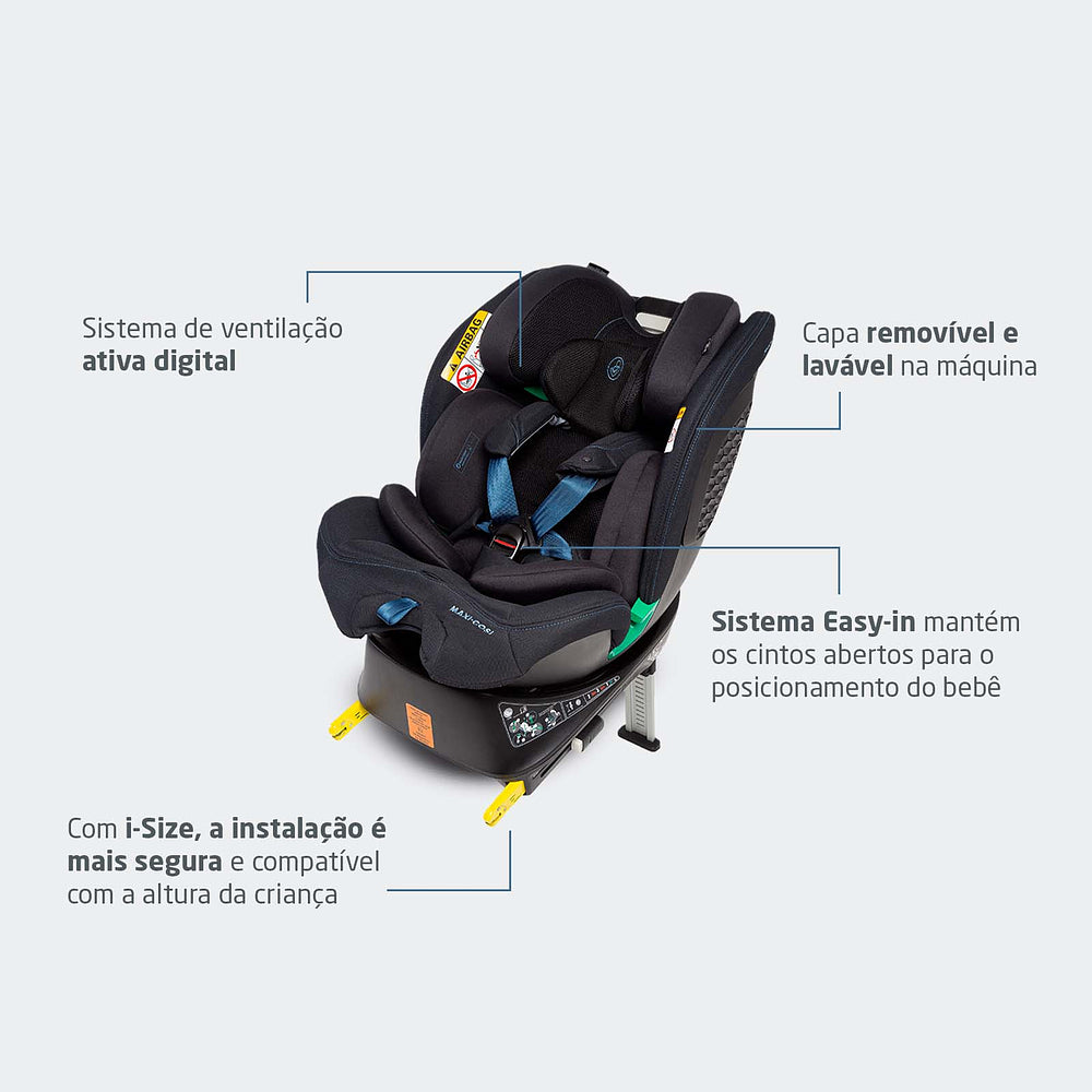 Cadeirinha para Auto Spinel 360 Smart Authentic Black - Maxi-Cosi