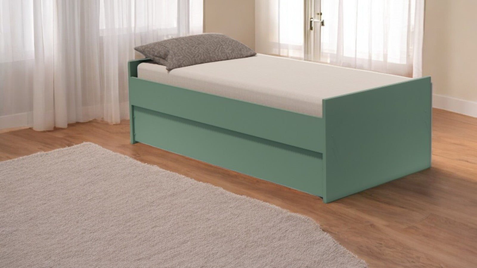 Cama Bicama Solteiro e Casal Versatile 3 em 1 - Kartoon - Verde Natureza