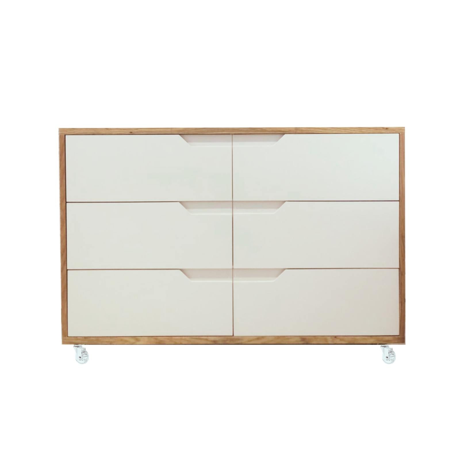 Cômoda Fases FAS-610 6 Gavetas Caixa em Jequitibá - Kartoon Cor:Frente de Gavetas Branco