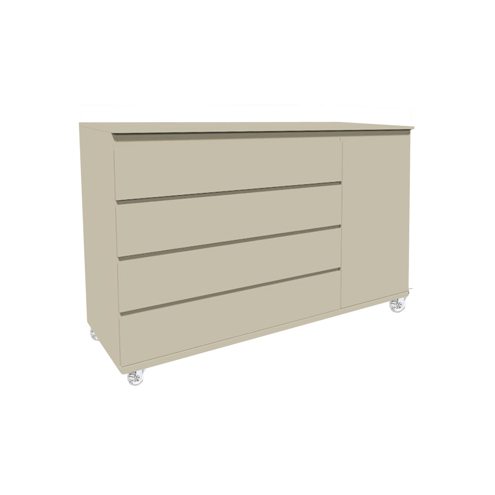 Cômoda Bada BAD-471 com 4 Gavetas e 1 Porta com Rodízios - Kartoon Cor:Areia
