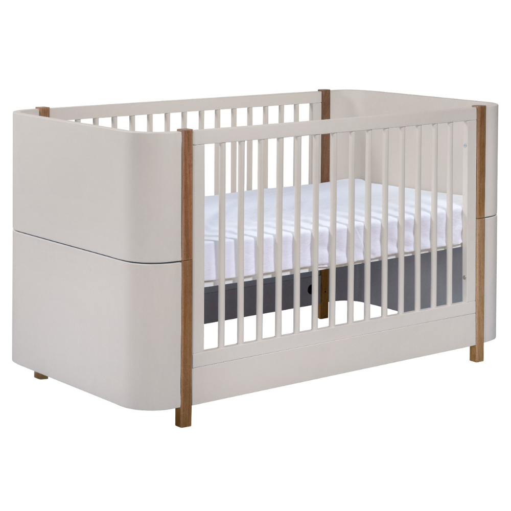 Berço Mini Cama Kim - Sleeper Cor:Amêndoa com Madeira