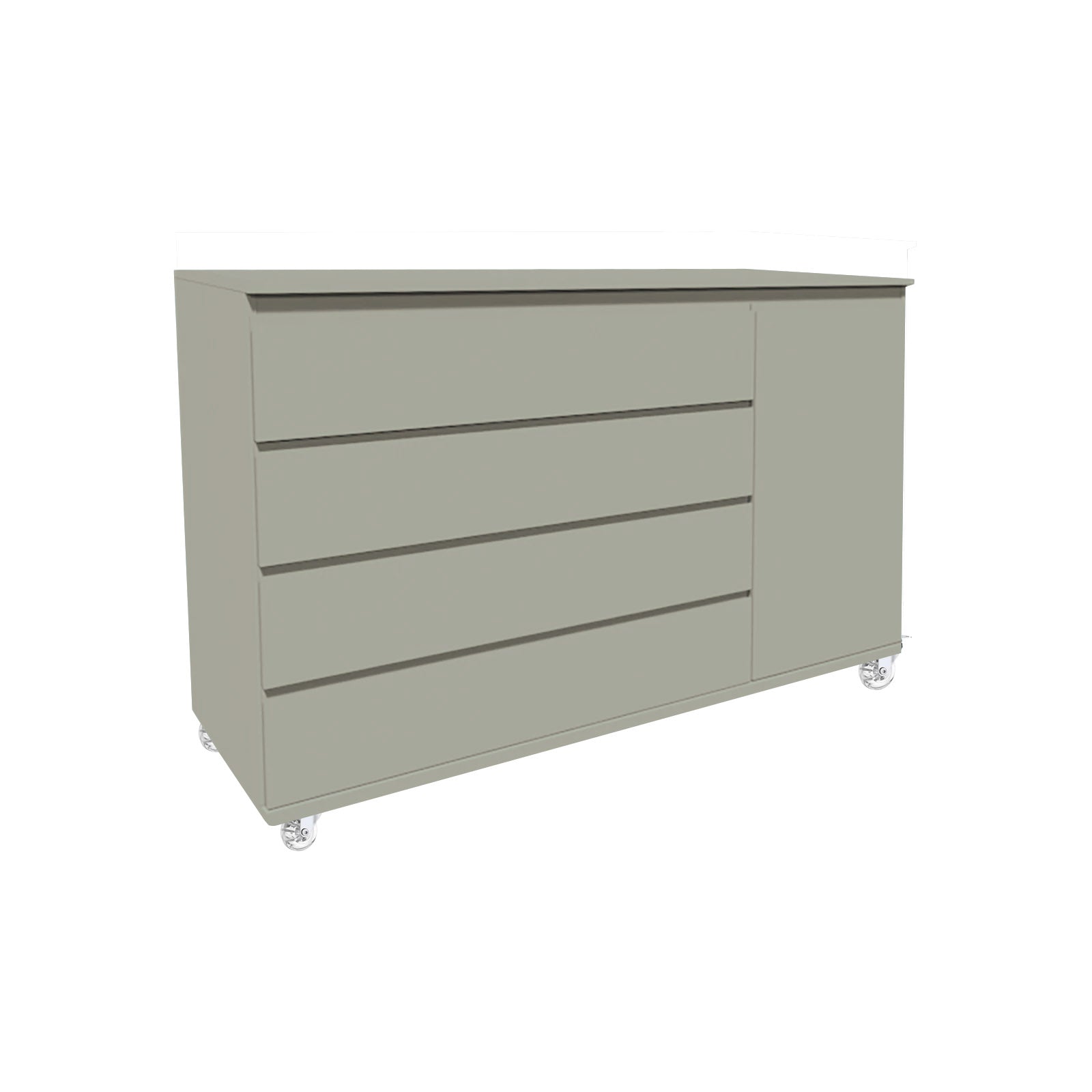 Cômoda Bada BAD-471 com 4 Gavetas e 1 Porta com Rodízios - Kartoon Cor:Cinza Harbor