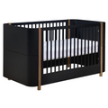Berço Mini Cama Kim - Sleeper Cor:Preto com Madeira