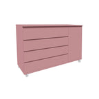 Cômoda Bada BAD-471 com 4 Gavetas e 1 Porta com Rodízios - Kartoon Cor:Rosa Ballet