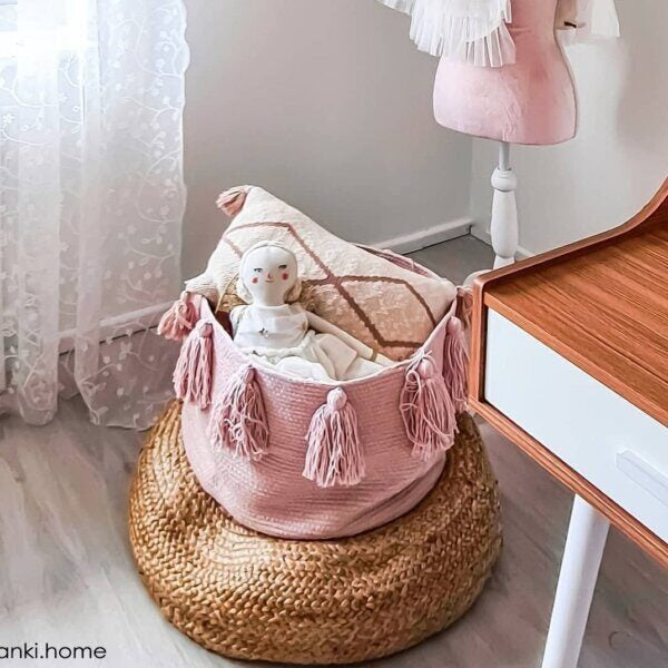 Cesta Franjas (Tassels) Vintage Nude 30x45x45 cm - Lorena Canals **