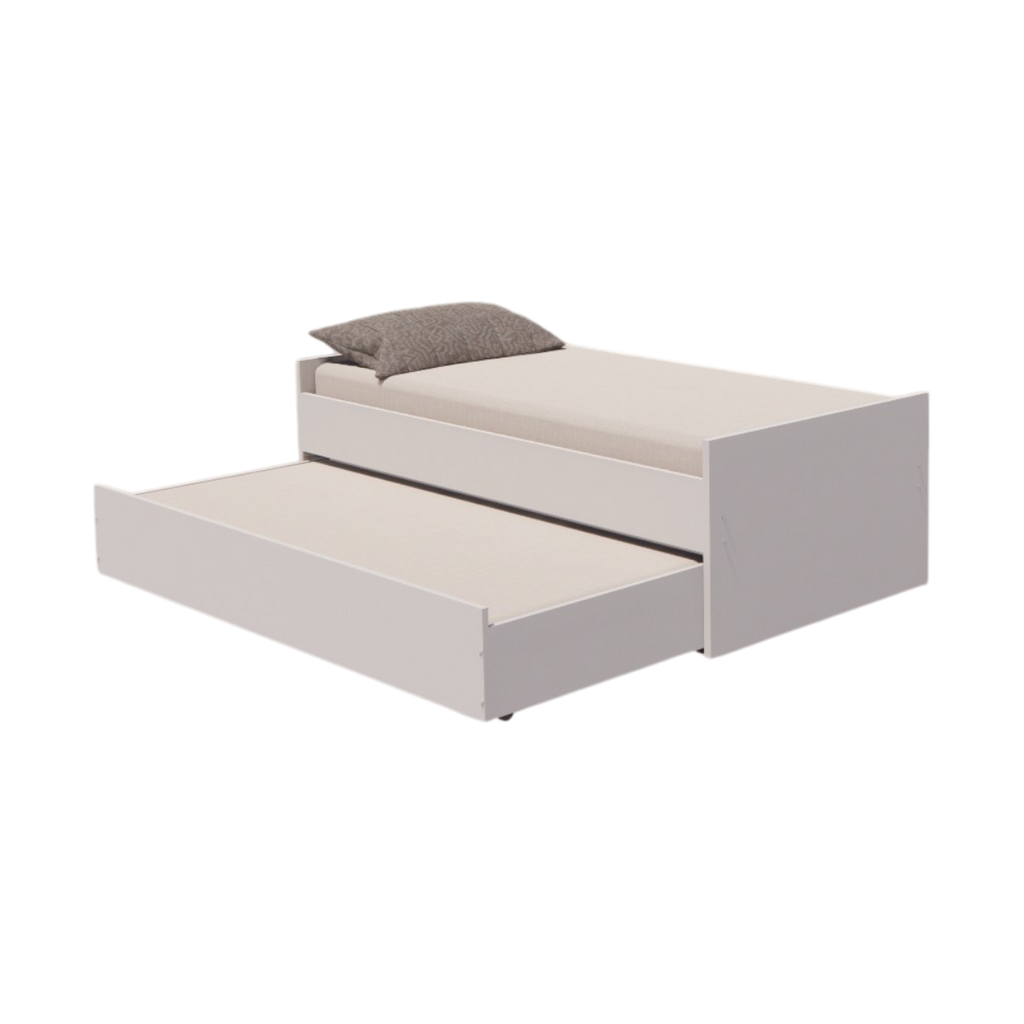 Cama Bicama Solteiro e Casal Versatile 3 em 1 em MDF - Kartoon - Branco