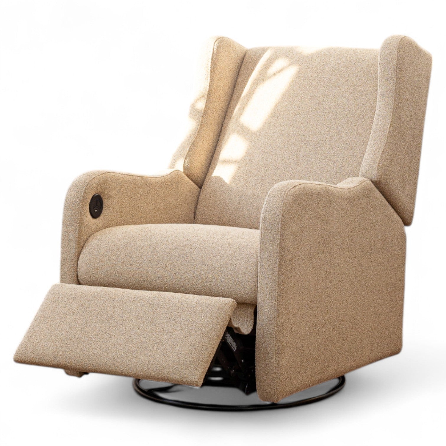 Poltrona Jazz Elétrica com Giro e Recline + Balanço Veludo Bege - Stillen