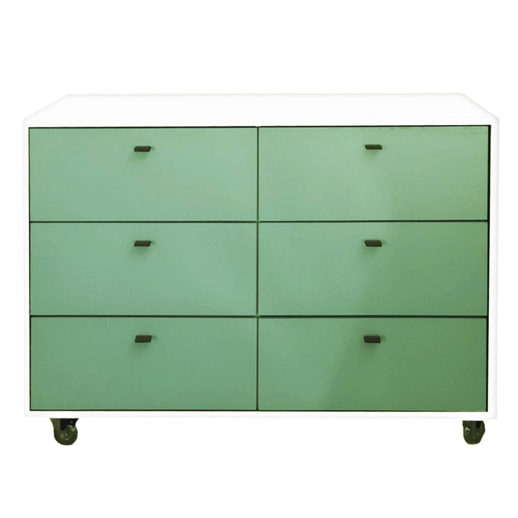 Cômoda Fazenda 6 Gavetas Caixa Branco FAZ-002 - Kartoon - Cor:Frente de Gavetas Verde Natureza