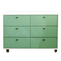 Cômoda Fazenda 6 Gavetas Caixa Branco FAZ-002 - Kartoon - Cor:Frente de Gavetas Verde Natureza