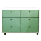 Cômoda Fazenda 6 Gavetas Caixa Branco FAZ-002 - Kartoon - Cor:Frente de Gavetas Verde Natureza