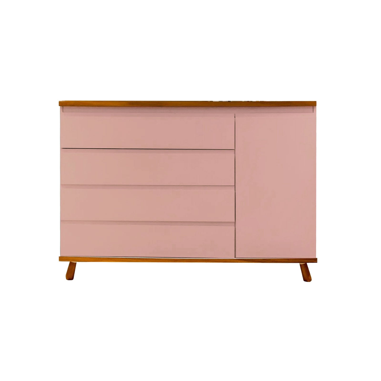 Cômoda Badá BAD-171 com 4 Gavetas e 1 Porta Pés Fixos - Kartoon Cor:Rosa Ballet com Madeira