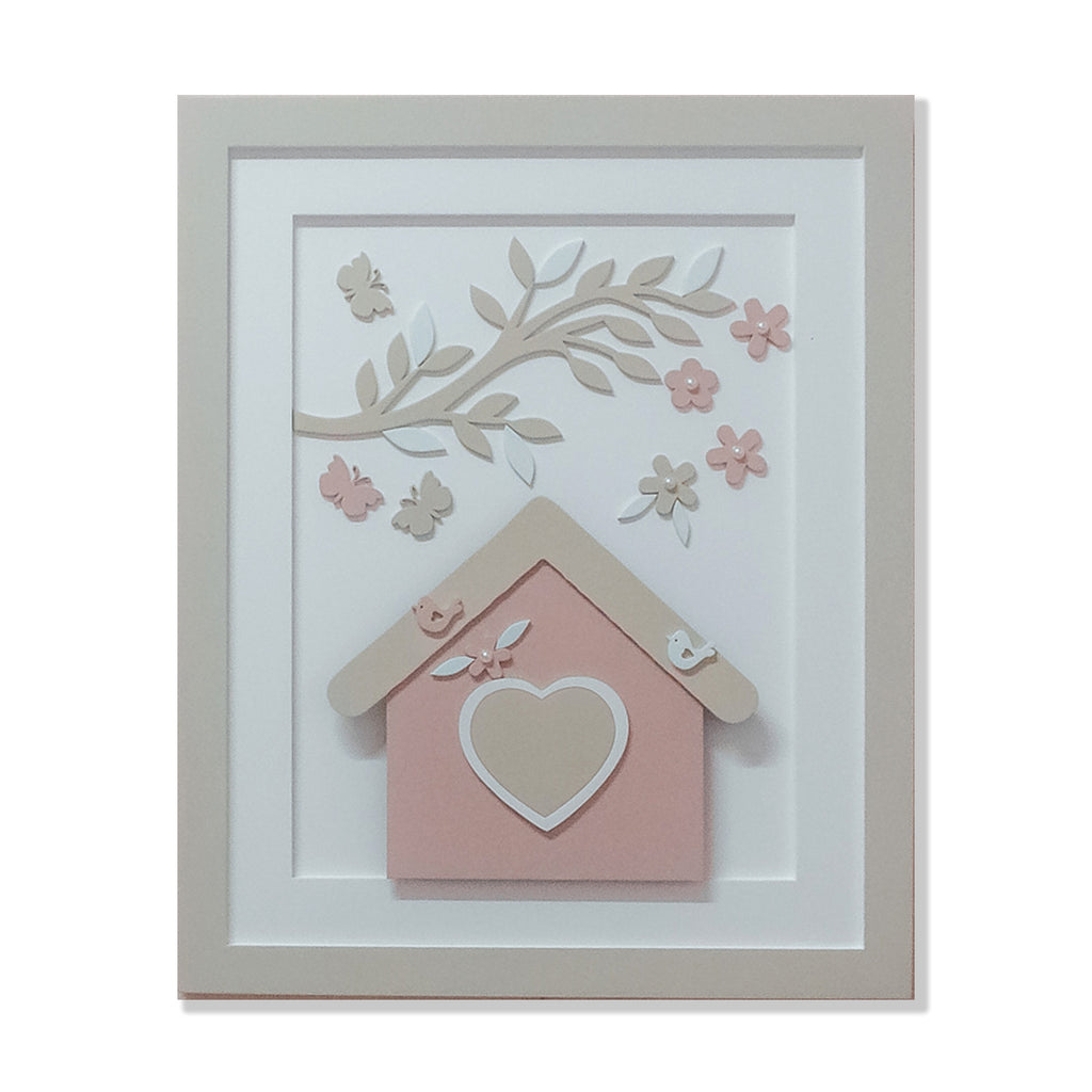 Quadro Decorativo com LED Casinha Bege
