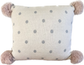 Almofada Decorativa Bolinhas Cinza e com Pompom Rosa 30x30 cm