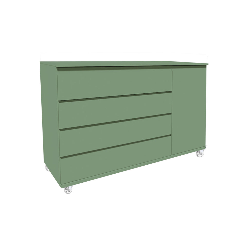 Cômoda Bada BAD-471 com 4 Gavetas e 1 Porta com Rodízios - Kartoon Cor:Verde Natureza