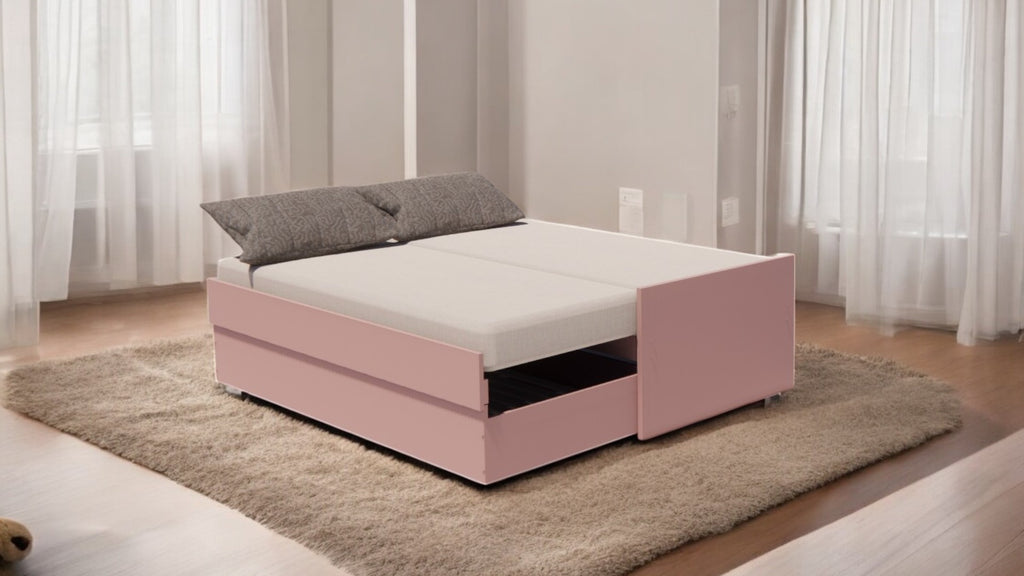 Cama Bicama Solteiro e Casal Versatile 3 em 1 - Kartoon - Rosa Ballet