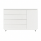 Cômoda Bada Branco BAD-471 com 4 Gavetas e 1 Porta com Rodízios - Kartoon