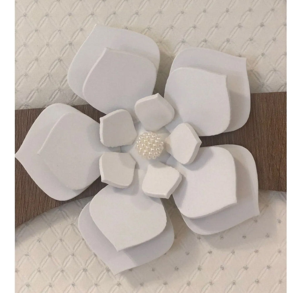 Kit Enfeite 4 Flores para Decoração de Parede - cor:Branco
