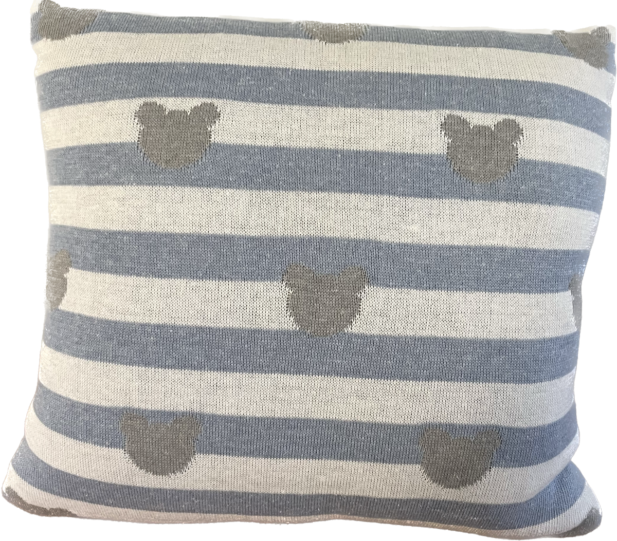 Almofada Decorativa Listrada em Azul e Formato Urso 35x35 cm