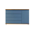 Cômoda Bada BAD-471 com 4 Gavetas e 1 Porta com Rodízios - Kartoon Cor:Azul Gude com Madeira