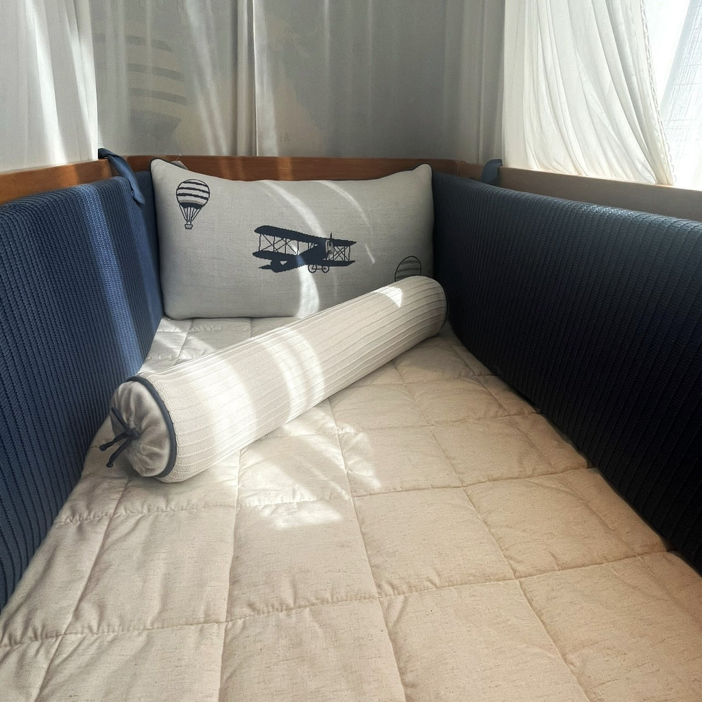 Kit de Berço Padrão Americano Azul Marinho Aviador