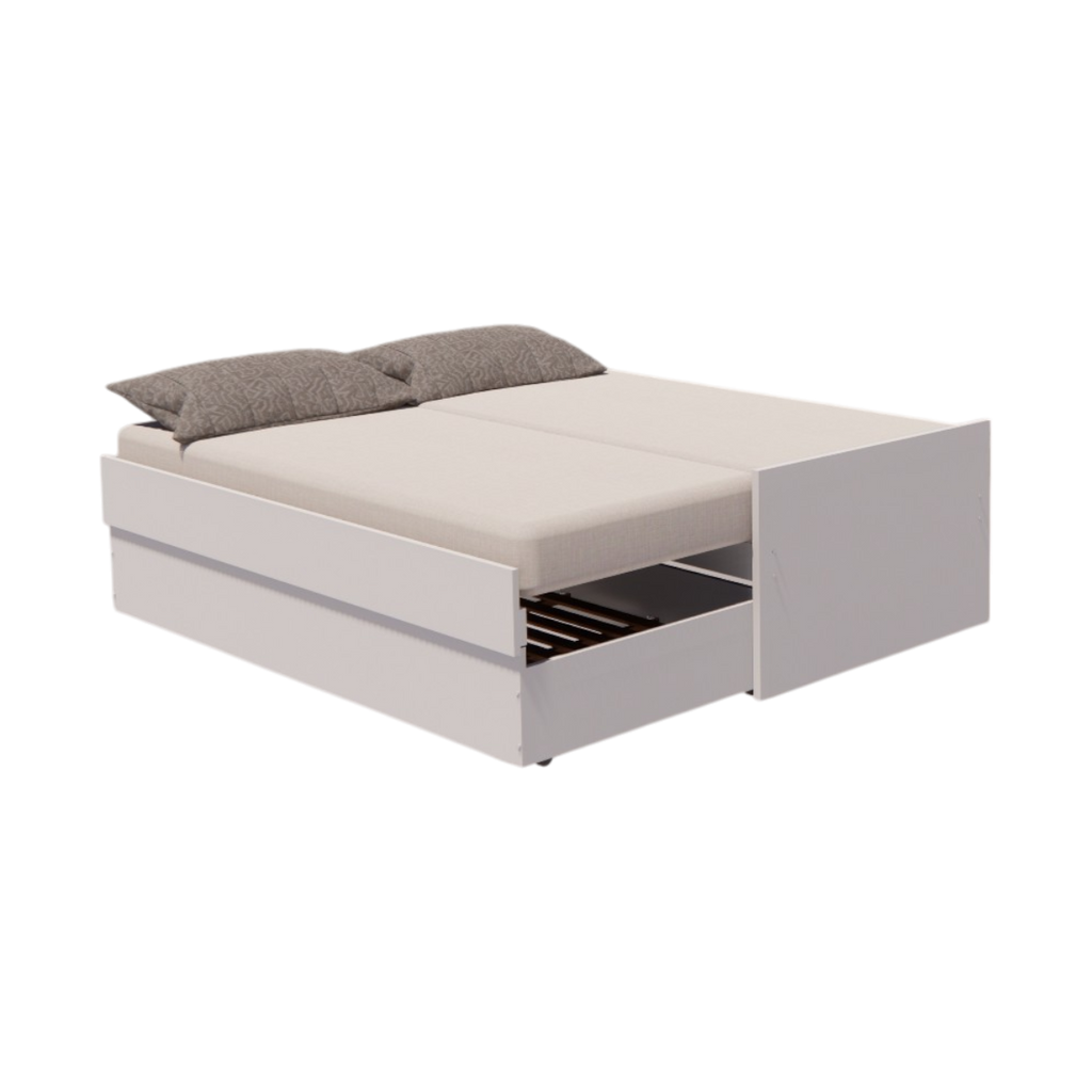 Cama Bicama Solteiro e Casal Versatile 3 em 1 - Kartoon - Branco