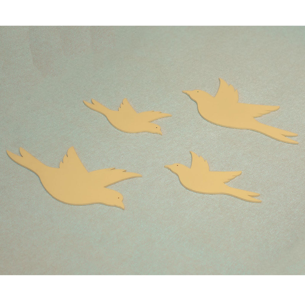 Kit Enfeite 4 Pássaros para Decoração de Parede - Cor:Amarelo