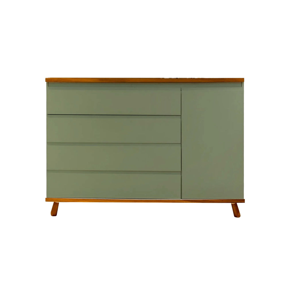 Cômoda Badá BAD-171 com 4 Gavetas e 1 Porta Pés Fixos - Kartoon Cor:Verde Natureza com Madeira