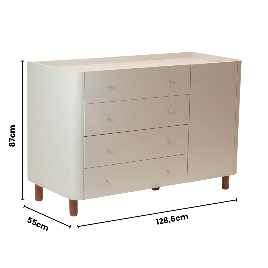 Cômoda Sleep COM704 com 4 Gavetas e 1 Porta - Sleeper Cor:Branco