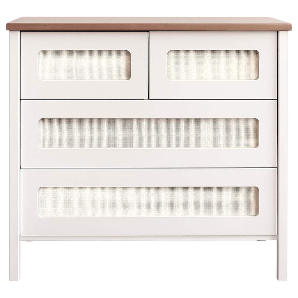 Cômoda Trama com Tampo em Madeira  - Sleeper - Cor:Branco