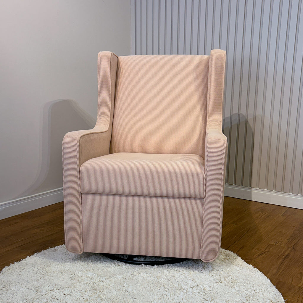 Poltrona Flow com Pés Giro + Balanço Tecido Veludo Cotelê Rose - Stillen