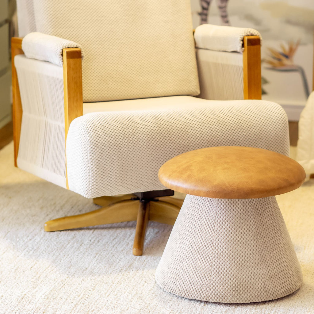 Poltrona Vivre Balanço e Giro Tecido 110A com Corda Bege - Abstratto