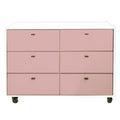 Cômoda Fazenda 6 Gavetas Caixa Branco FAZ-002 - Kartoon - Cor:Frente de Gavetas Rosa Ballet