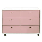 Cômoda Fazenda 6 Gavetas Caixa Branco FAZ-002 - Kartoon - Cor:Frente de Gavetas Rosa Ballet