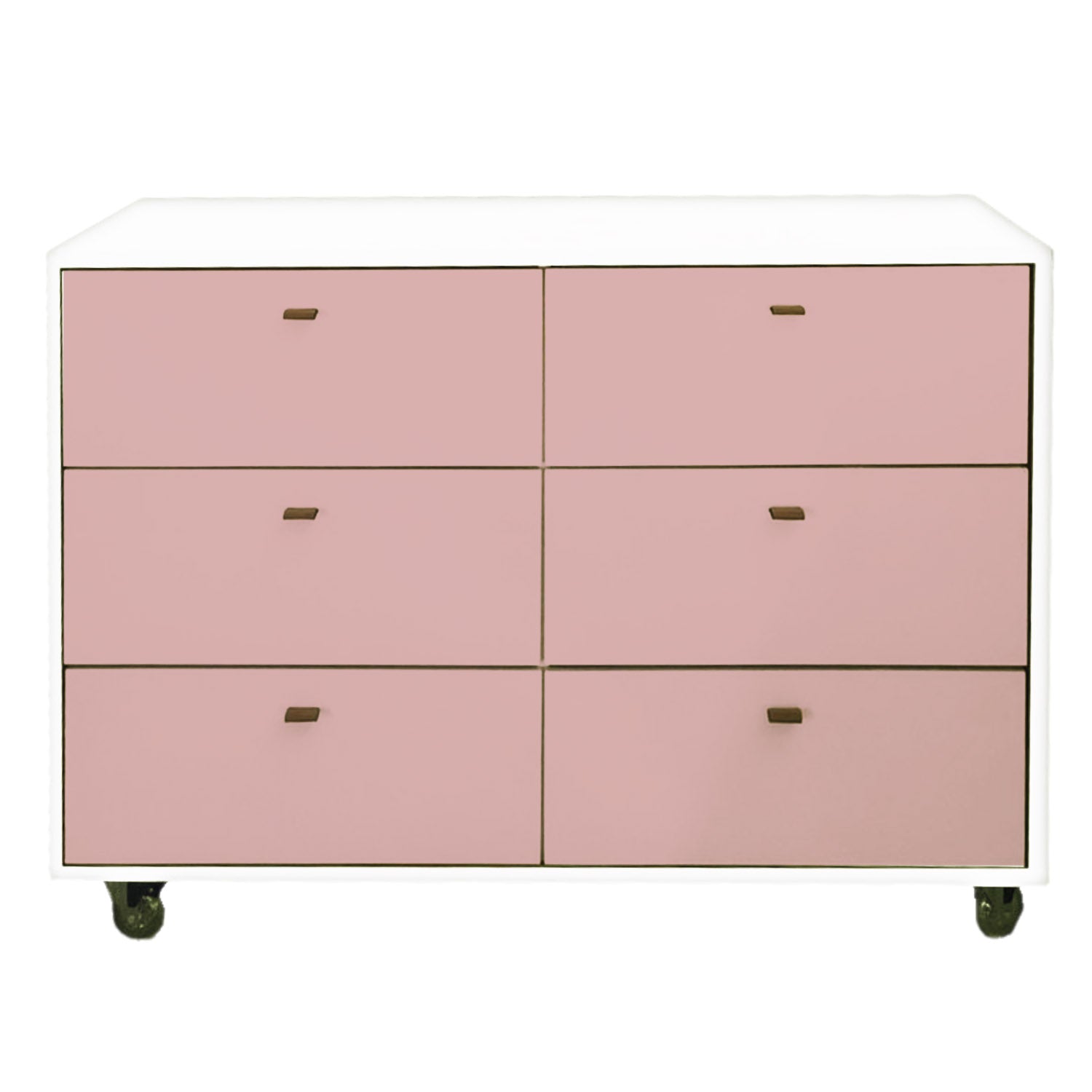 Cômoda Fazenda 6 Gavetas Caixa Branco FAZ-002 - Kartoon - Cor:Frente de Gavetas Rosa Ballet