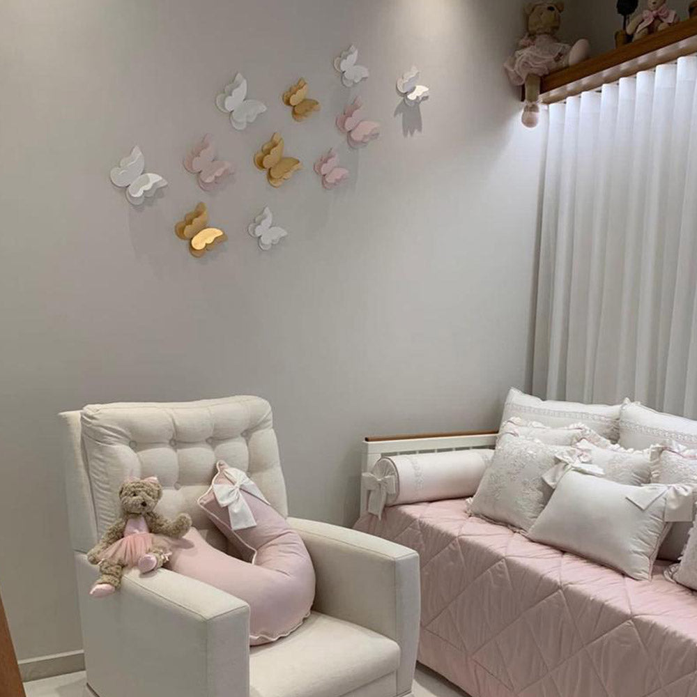 Kit 4 Borboletas para Decoração de Parede Tam P - cor:Branco