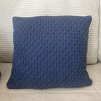Almofada Decorativa Quadrada em Tricot Marinho 40x40 cm