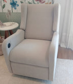 Poltrona Jazz Elétrica com Giro e Recline + Balanço Veludo Bege - Stillen