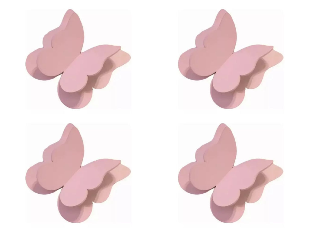 Kit 4 Borboletas para Decoração de Parede Tam P - cor:Rosa