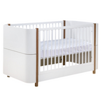 Berço Mini Cama Kim - Sleeper Cor:Branco com Madeira