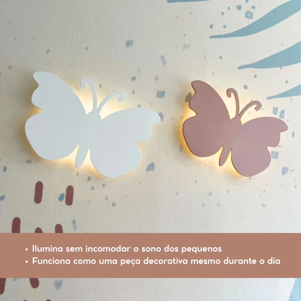 Quadro Decorativo para Parede Borboleta com Led - cor:Branco