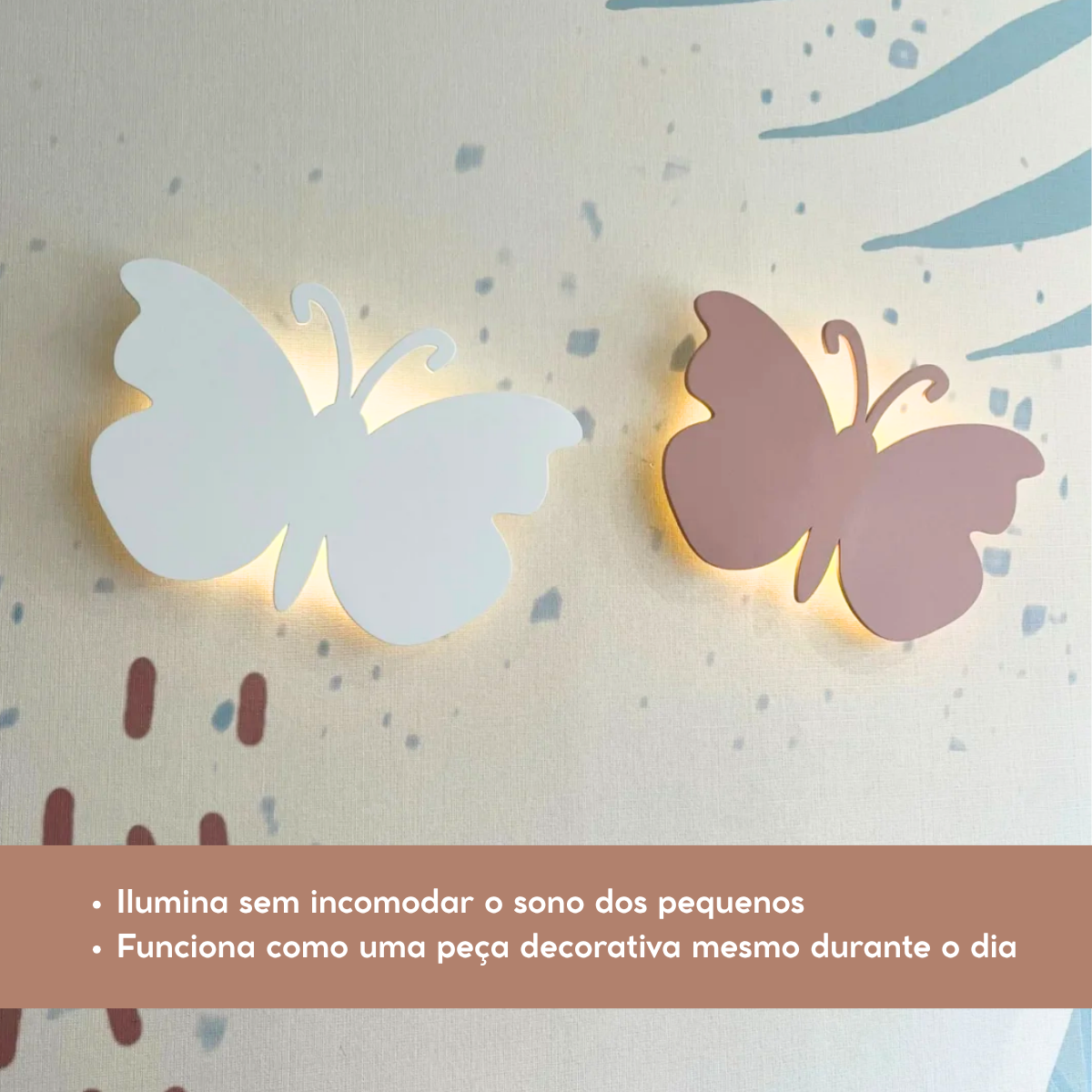 Quadro Decorativo para Parede Borboleta com Led - cor:Branco
