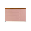 Cômoda Bada BAD-471 com 4 Gavetas e 1 Porta com Rodízios - Kartoon Cor:Rosa Ballet com Madeira