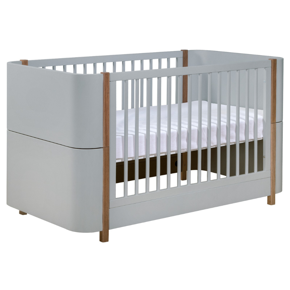 Berço Mini Cama Kim - Sleeper Cor:Grey com Madeira