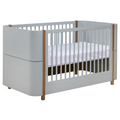 Berço Mini Cama Kim - Sleeper Cor:Grey com Madeira