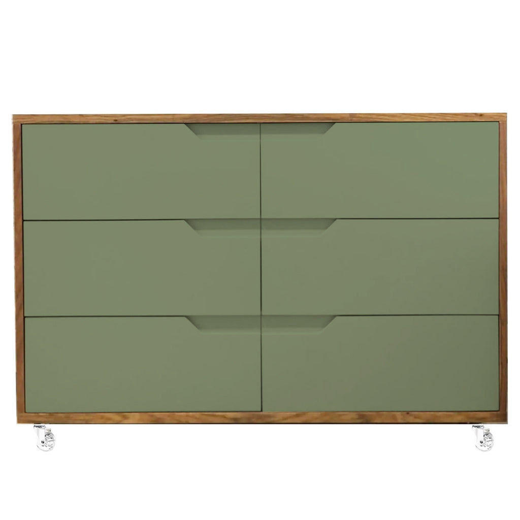 Cômoda Fases FAS-610 6 Gavetas Caixa em Jequitibá - Kartoon Cor:Frente de Gavetas Verde