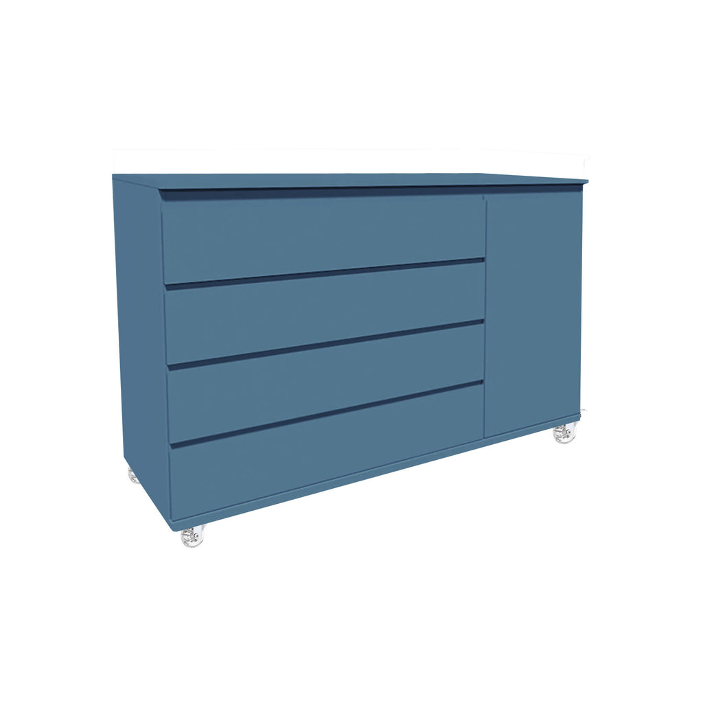 Cômoda Bada BAD-471 com 4 Gavetas e 1 Porta com Rodízios - Kartoon Cor:Azul Gude