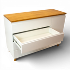 Cômoda Badá Branco BAD-171 com 4 Gavetas e 1 Porta Pés Fixos Tampo Madeira - Kartoon