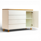 Cômoda Badá Branco BAD-171 com 4 Gavetas e 1 Porta Pés Fixos Tampo Madeira - Kartoon