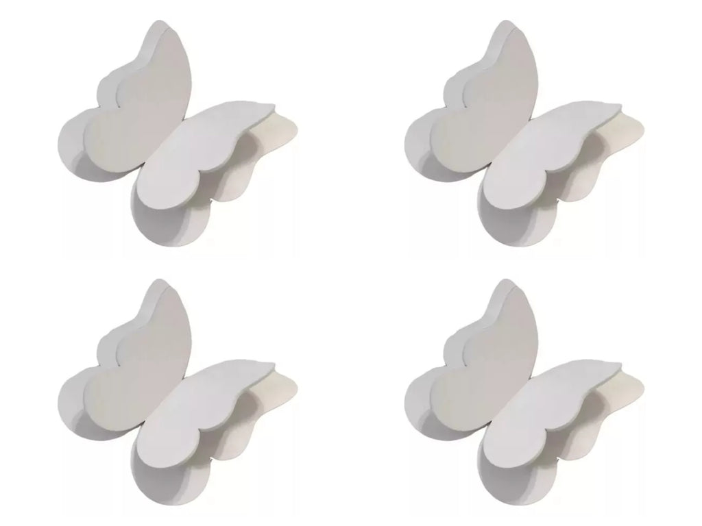 Kit 4 Borboletas para Decoração de Parede Tam G - cor:Branco