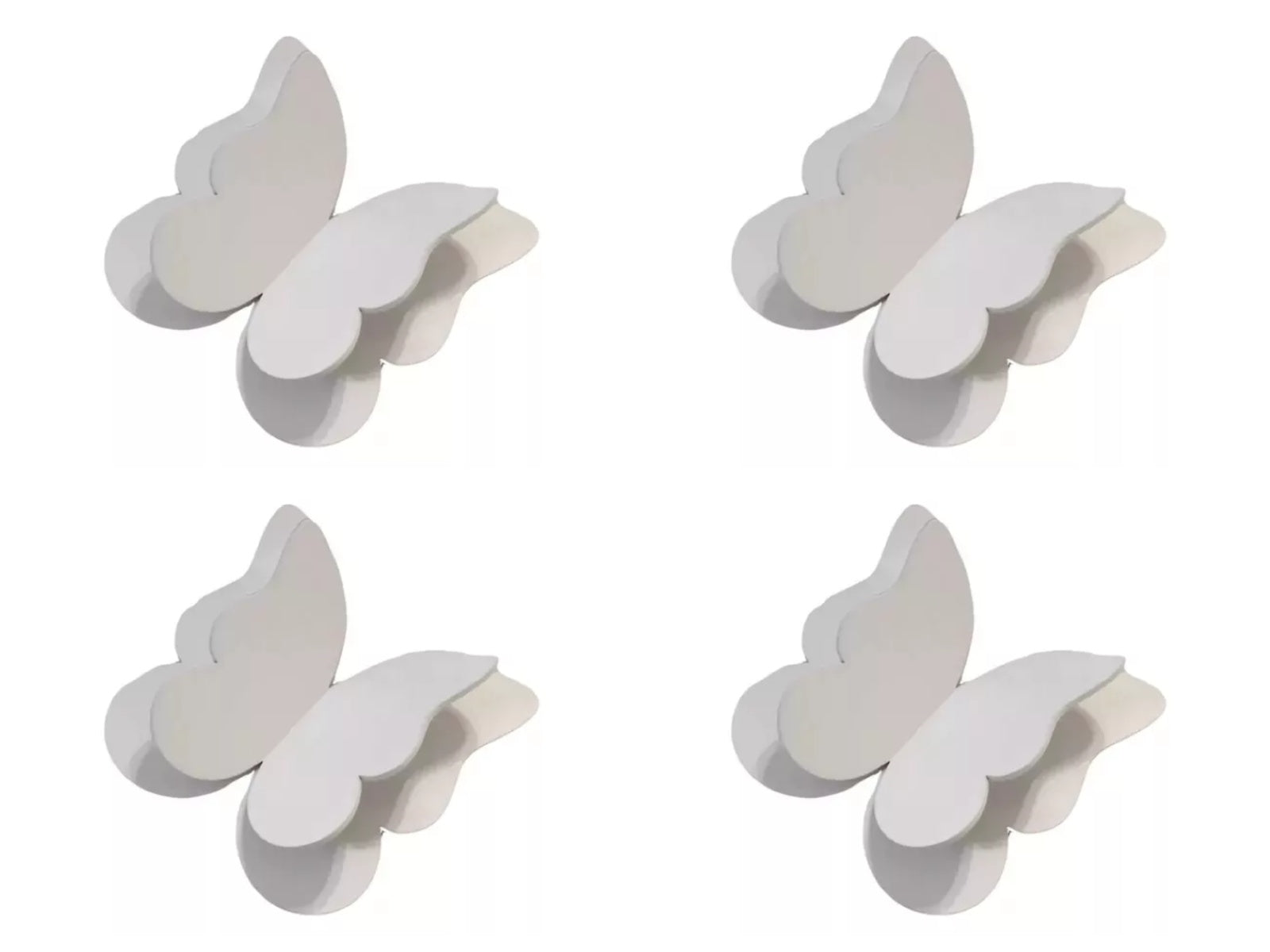 Kit 4 Borboletas para Decoração de Parede Tam G - cor:Branco